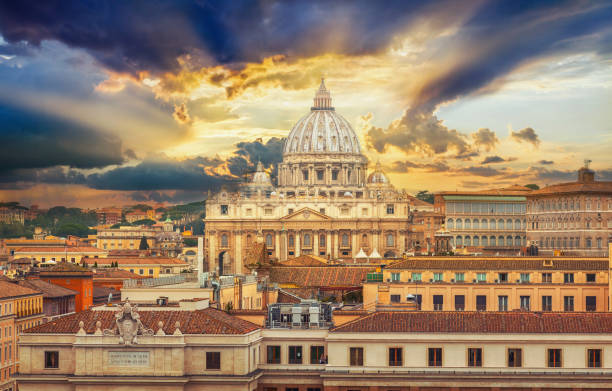 istock Rome city Vatican skyline view 1140069003