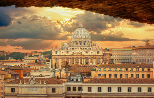 istock Rome city Vatican skyline view 1140069189