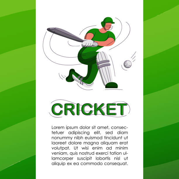 크리켓 배트 맨 플랫 - sport of cricket cricket player fielder sport stock illustrations