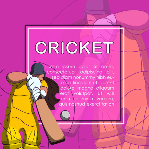 크리켓 여성 플랫 - sport of cricket cricket player fielder sport stock illustrations