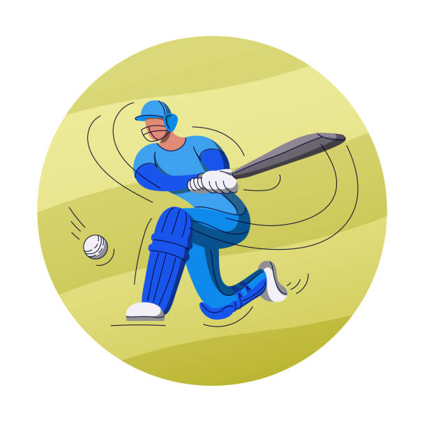 크리켓 배트 맨 플랫 - sport of cricket cricket player fielder sport stock illustrations