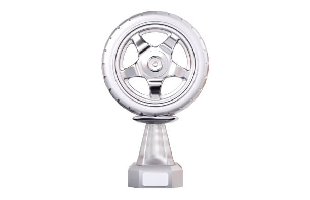 istock Front view of Sport Wheel Silver Trophy 1140075721