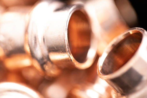 Plumbing various copper pipes and fittings