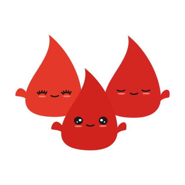 illustrazioni stock, clip art, cartoni animati e icone di tendenza di carino cartone animato sangue donazione vettoriale illustrazione concetto con gocce - blood blood donation blood cell drop