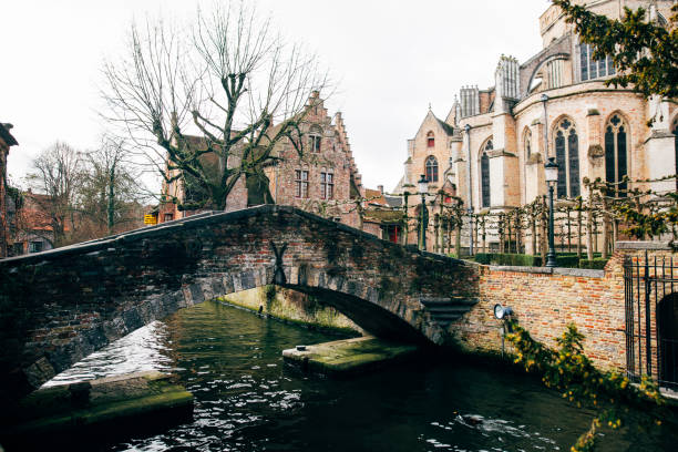 istock Houses by Canal in Brugge 1140082090