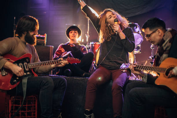 istock Modern music band performing on stage 1140096052