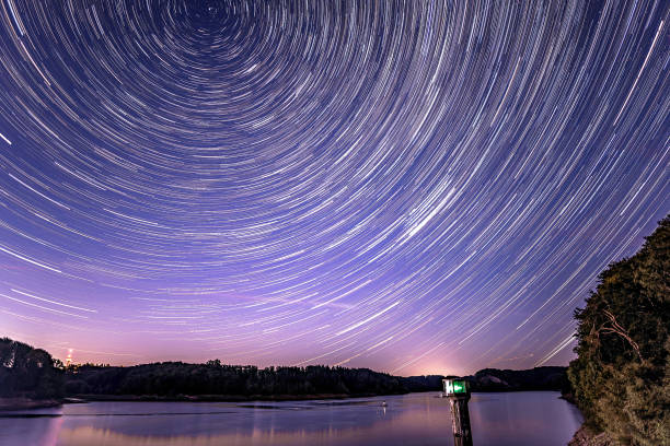 istock Star Trails over the Wahnbach Valley Lock 1140097145