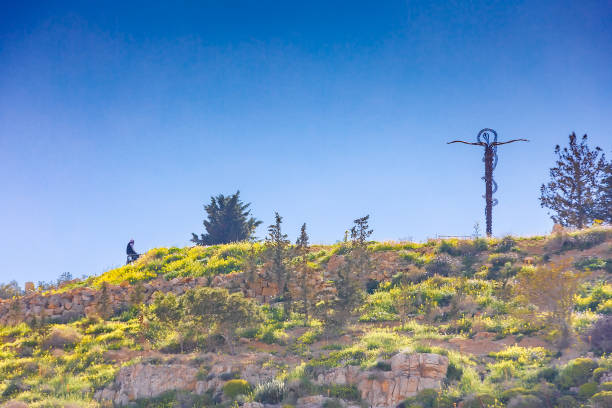 The Serpentine Cross in Mount Nebo, Madaba, Jordan The Serpentine Cross in Mount Nebo, Madaba, Jordan mount nebo jordan stock pictures, royalty-free photos & images