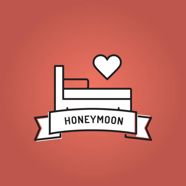 ilustrações de stock, clip art, desenhos animados e ícones de honeymoon line icon set - honeymoon wedding married engagement