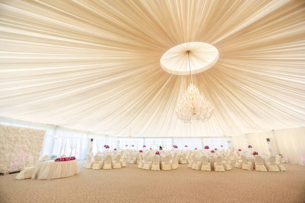 Beautifulrestaurant prepared for wedding