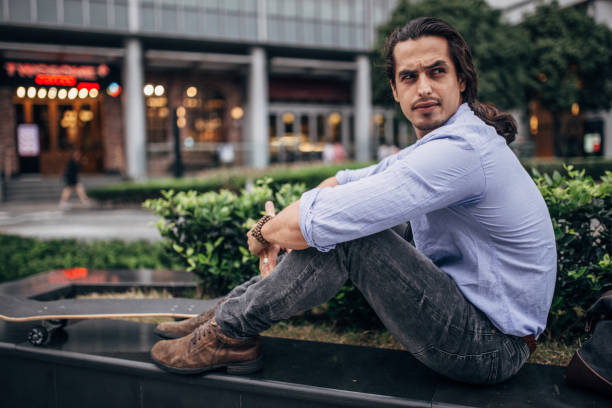 istock Modern skater in city 1140103117