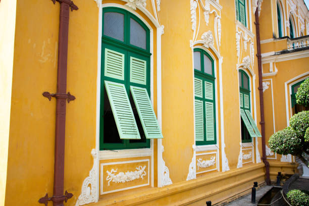 istock Classic retro and vintage yellow building 1140103448