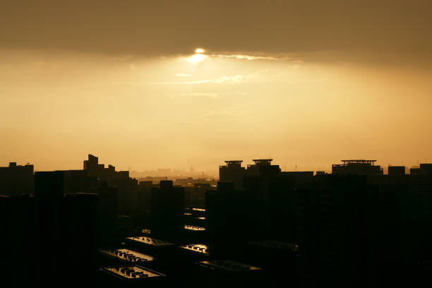istock City sunset, the glow of the setting sun 1140104119