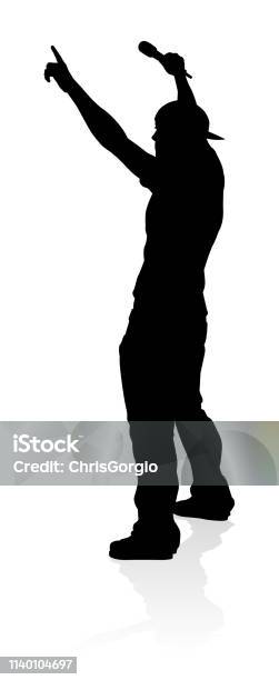 Singer Pop Country Or Rock Star Silhouette Stock Illustration - Download Image Now - Adult, Adults Only, Art