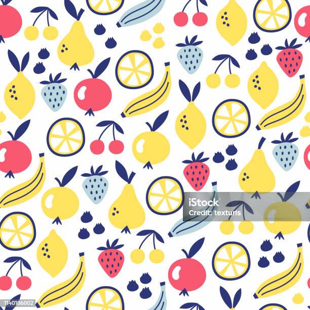 Fruit Seamless Pattern Stock Illustration - Download Image Now - Fruit, Pattern, Berry