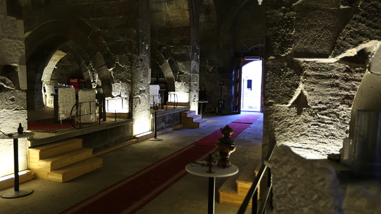 Great interior views of 'Karatay Caravanserai' in Bunyan town, Kayseri-Turkey 03/24/2017