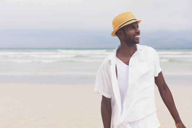 istock Man standing at beach on a sunny day 1140111700