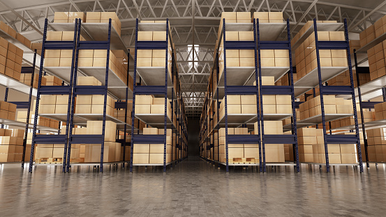 Empty warehouse. 3D Render