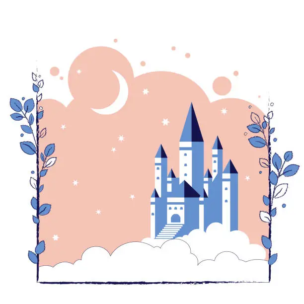 Vector illustration of Castle in the clouds