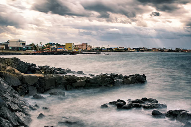 Waves on Jeju's waterfront