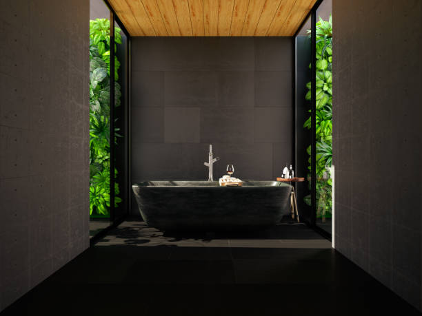 istock Luxury Minimalist Black Bathroom 1140126629