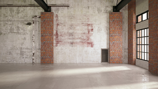 Empty Large Warehouse.3D Render