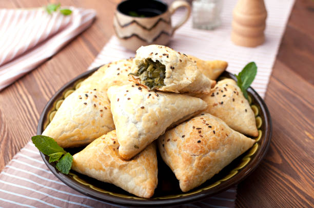 istock Uzbek samsa with greens 1140127302