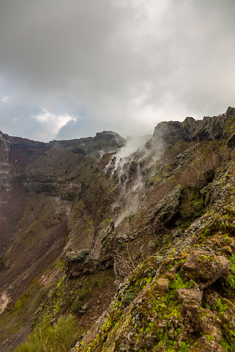 Fascinating and dangerous journey around the edge of the volcano Mount Vesuvius, Italy