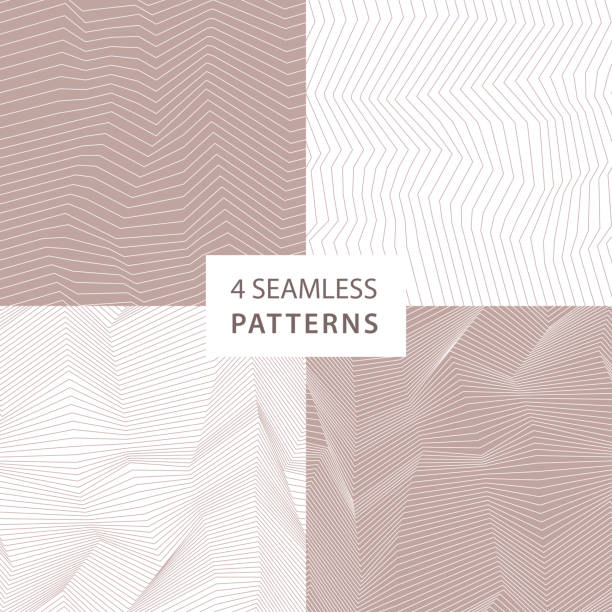 Geometric waves seamless patterns. Abstract lines background vector art illustration
