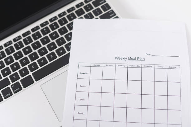 istock Meal plan for week on paper and laptop 1140134117