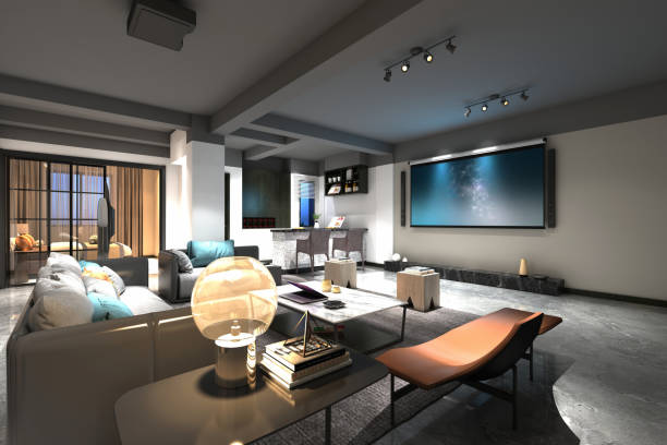 3d render of home cinema room 3d render of home cinema room entertainment center stock pictures, royalty-free photos & images