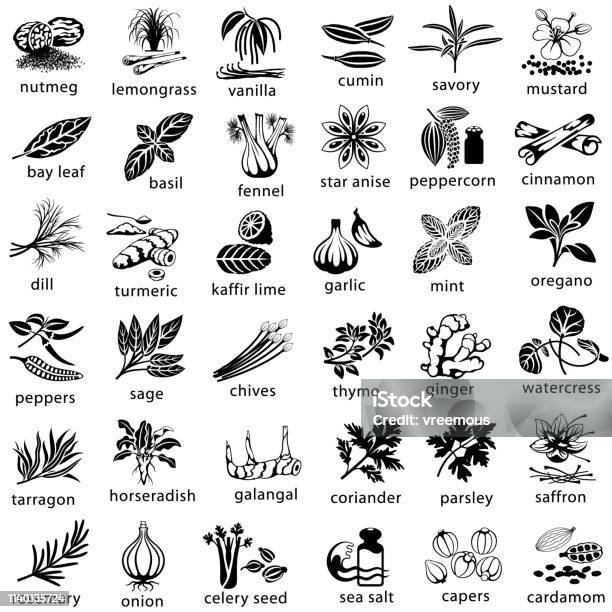 Cooking Herbs And Spices Icons Stock Illustration - Download Image Now - Icon Symbol, Herb, Spice