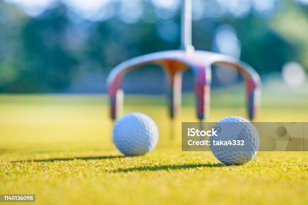 Golf Course Green And Ball Stock Photo - Download Image Now - Golf Course, Clear Sky, Concentration
