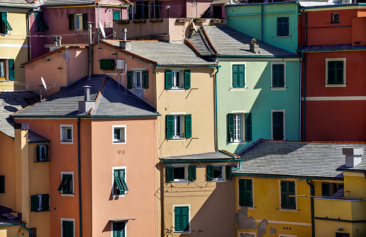 Genoa, Italy: colorful houses in Boccadasse