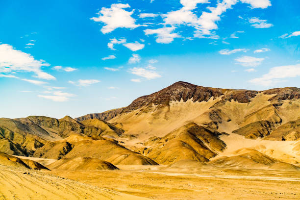 View of a mountain in the peruvian desert at Nazca in Peru