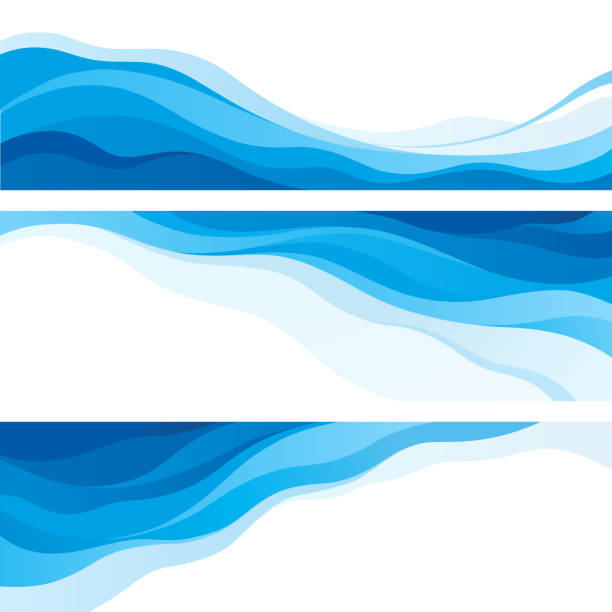 Waves Set of blue waves flowing water stock illustrations