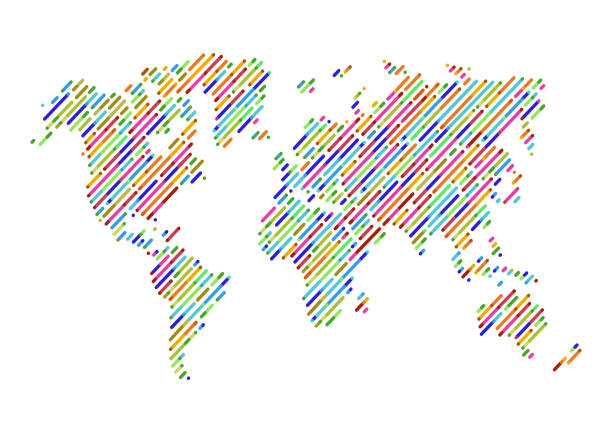Mapa świata linii – artystyczna grafika wektorowa