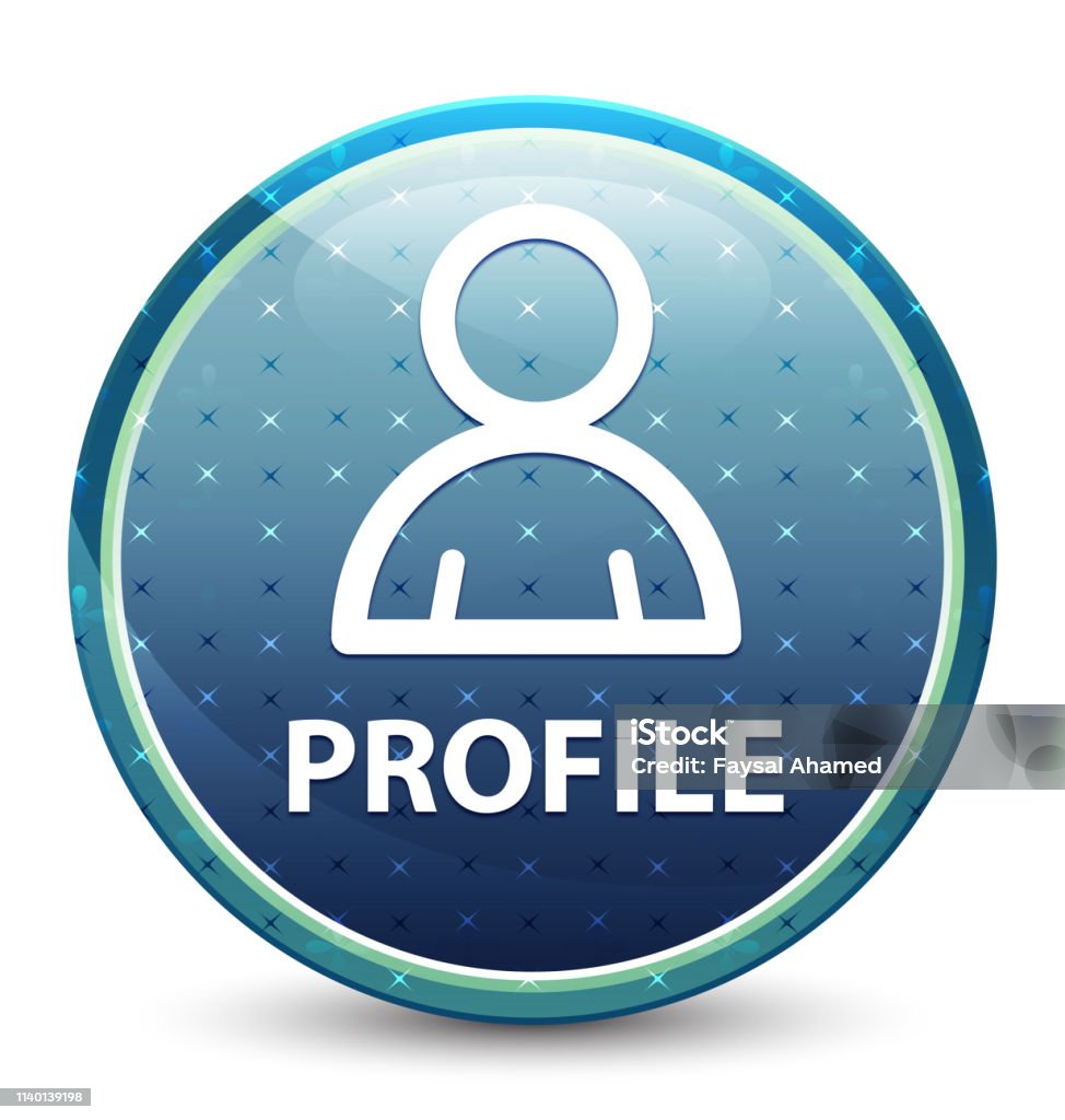 Round Members Icon Profile Shiny Sky Blue Round Button Stock Illustration - Download Image ...