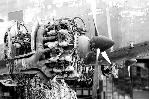 istock B&W Close up of Old CLASSIC airplane 1140142466