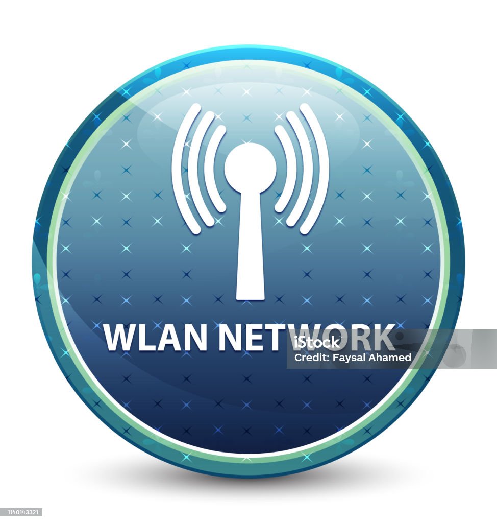 Network Work Button Wlan Network Shiny Sky Blue Round Button Stock Illustration - Download ...