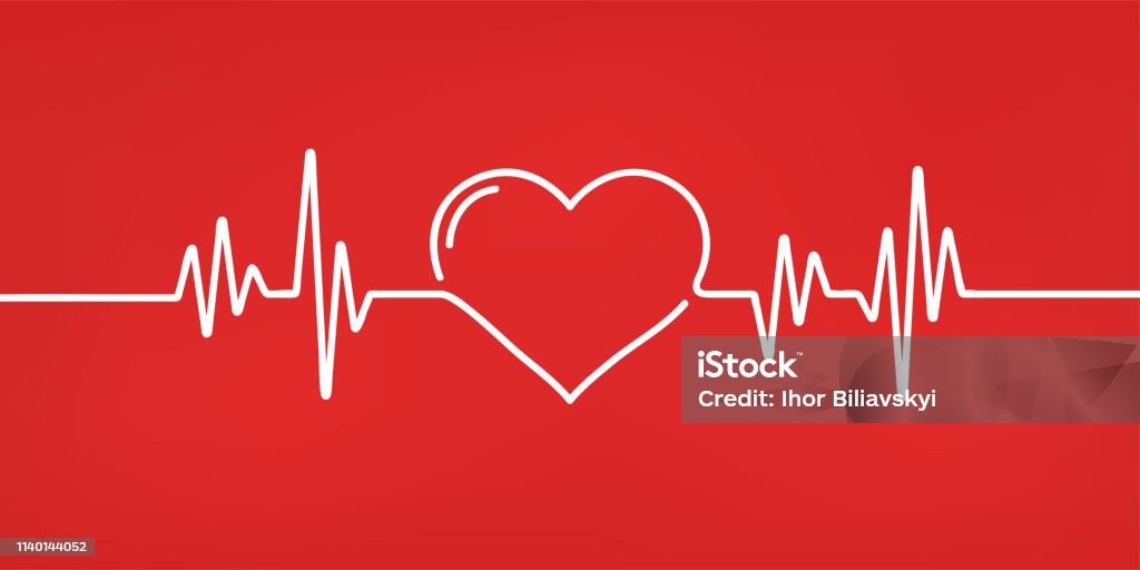 Heart pulse. Red and white colors. Heartbeat lone, cardiogram. Beautiful healthcare, medical background. Modern simple design. Icon. sign or logo. Flat style vector illustration. Electrocardiography stock vector
