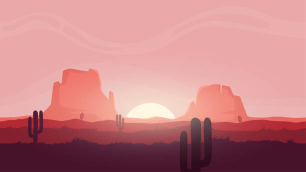 бесшовный пустынный пейзаж. красивый высококачественный бесконечный фон. слой для параллаксного эффекта. для 2d игры. простой дизайн мультф - rock pattern canyon usa stock illustrations