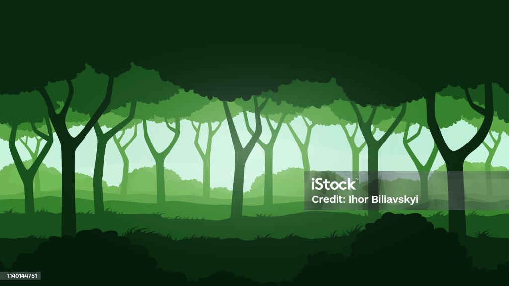 Seamless Forest Landscape Beautiful High Quality Unending Background  Layered For Parallax Effect For 2d Game Simple Cartoon Design With Trees  Bushes Grass Flat Style Vector Illustration Stock Illustration - Download  Image Now -