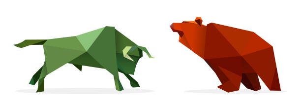 illustrations, cliparts, dessins animés et icônes de taureau et ours - stock market bull bull market bear