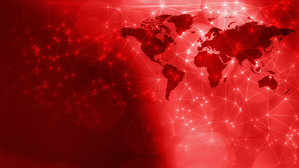 istock Technology breaking news concept geometric abstract background with world map 1140146956