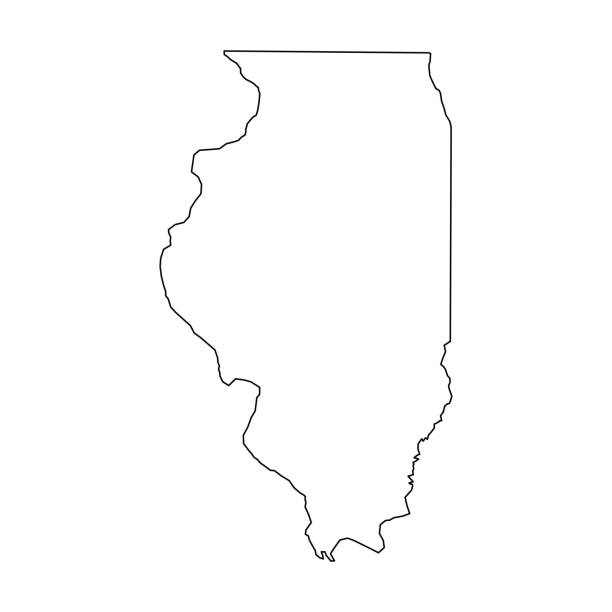 illinois, stan usa - solidna czarna mapa zarysowa obszaru kraju. prosta płaska ilustracja wektorowa - illinois stock illustrations