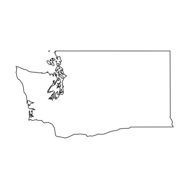アメリカ合衆国ワシントン州-固体黒の国エリアのアウトラインマップ。シンプルなフラットベクトルイラスト - washington state state map outline点のイラスト素材／クリップアート素材／マンガ素材／アイコン素材
