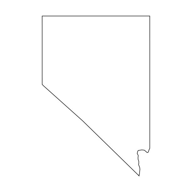 ネバダ州、アメリカ合衆国-ブラックソリッド国エリアのアウトラインマップ。シンプルなフラットベクトルイラスト - ネバダ州点のイラスト素材／クリップアート素材／マンガ素材／アイコン素材