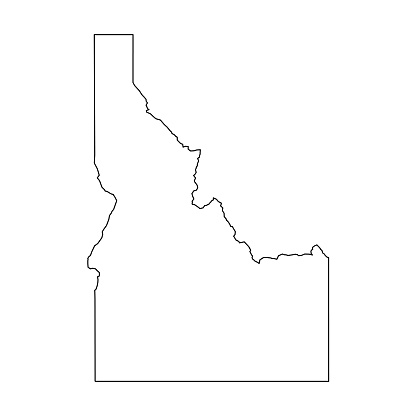 Idaho, state of USA - solid black outline map of country area. Simple flat vector illustration.