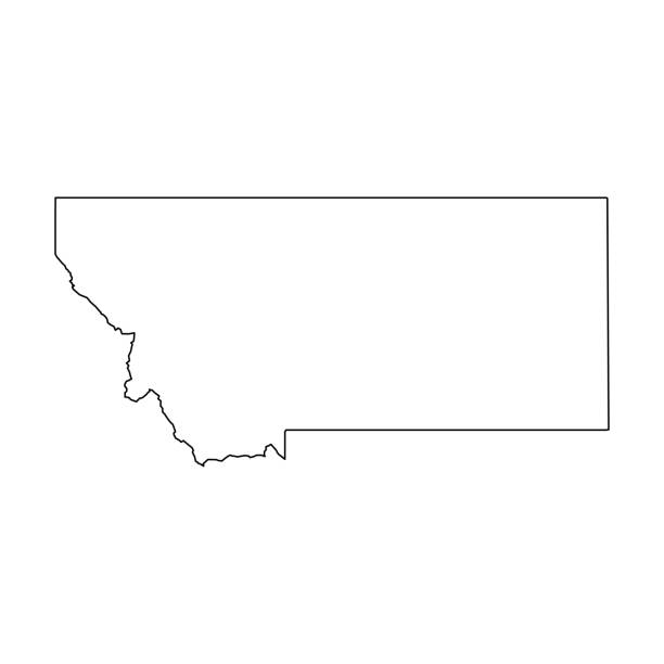 illustrations, cliparts, dessins animés et icônes de montana, état des etats-unis-carte contour noir massif de la zone de pays. illustration simple de vecteur plat - montana